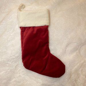 Pottery Barn Small Velvet Stocking Red with White Ivory Cuff 2 of 3